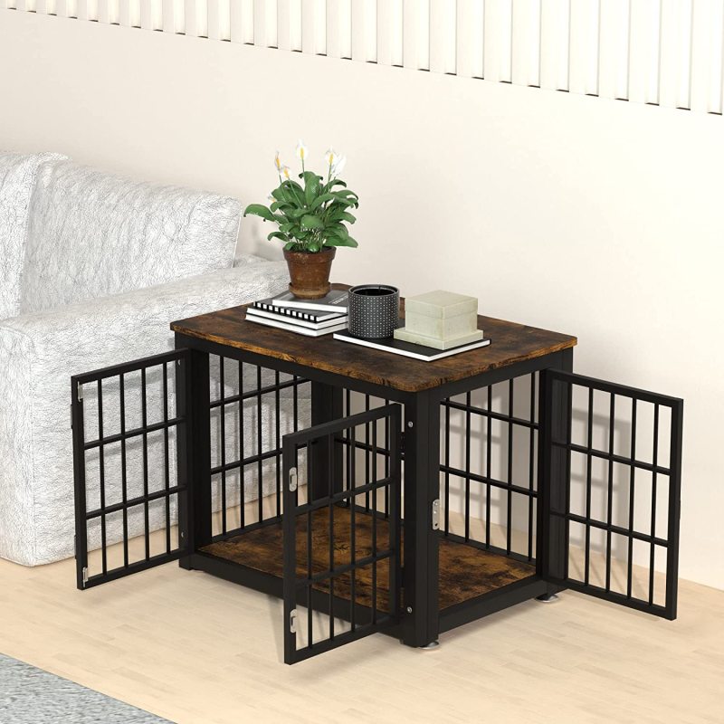 Decorative Wooden Cage Kennel Furniture Pet House End Table Crate for Dogs