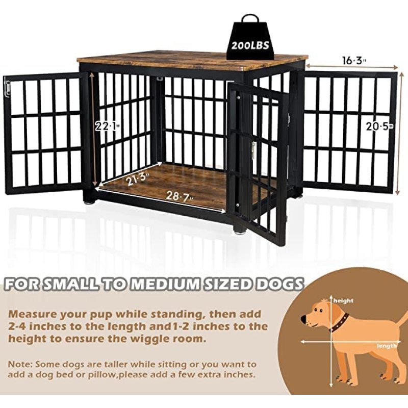Decorative Wooden Cage Kennel Furniture Pet House End Table Crate for Dogs
