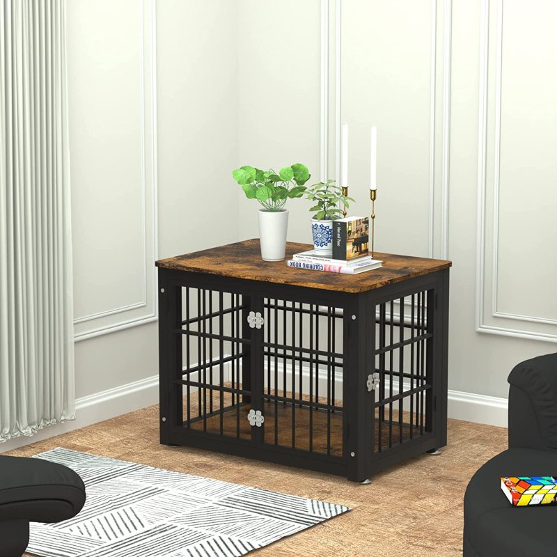 Decorative Wooden Cage Kennel Furniture Pet House End Table Crate for Dogs