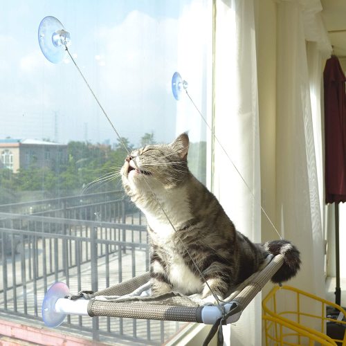Cat Bed Window, Cat Window Hammock Window Perch , Safety Cat Shelves Space Saving Window Mounted Cat Seat for Large Cats