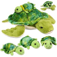 5 Pieces Plush Turtle Set 12 Inch Stuffed Sea Turtle Mom with 4 Little Plush Turtles Soft Plush Stuffed Animal Toys Tortoise Hug