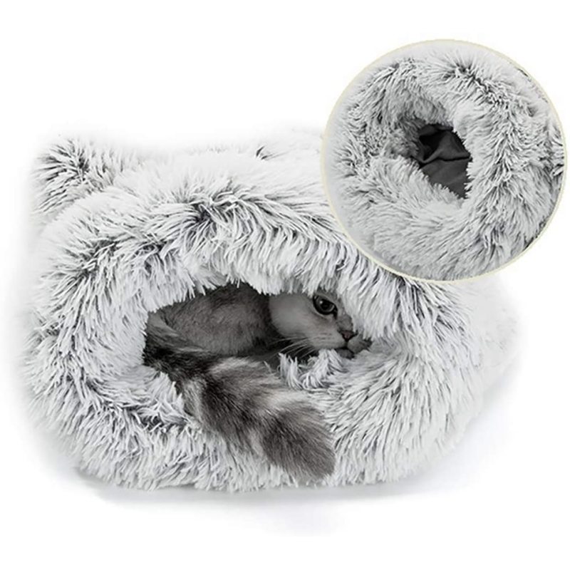 Self Warming Portable Cat Dog Cushion Bed Pad Sack Calming Cave Sleeping Bag Nest Hooded Pet Bed Burrow Hut Plush Pet Bed Mat