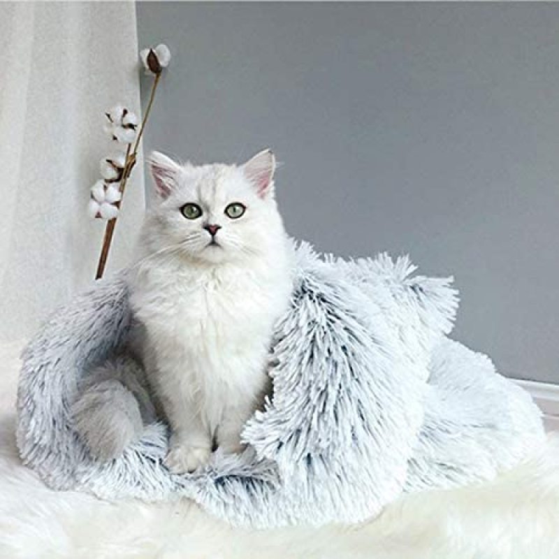 Self Warming Portable Cat Dog Cushion Bed Pad Sack Calming Cave Sleeping Bag Nest Hooded Pet Bed Burrow Hut Plush Pet Bed Mat