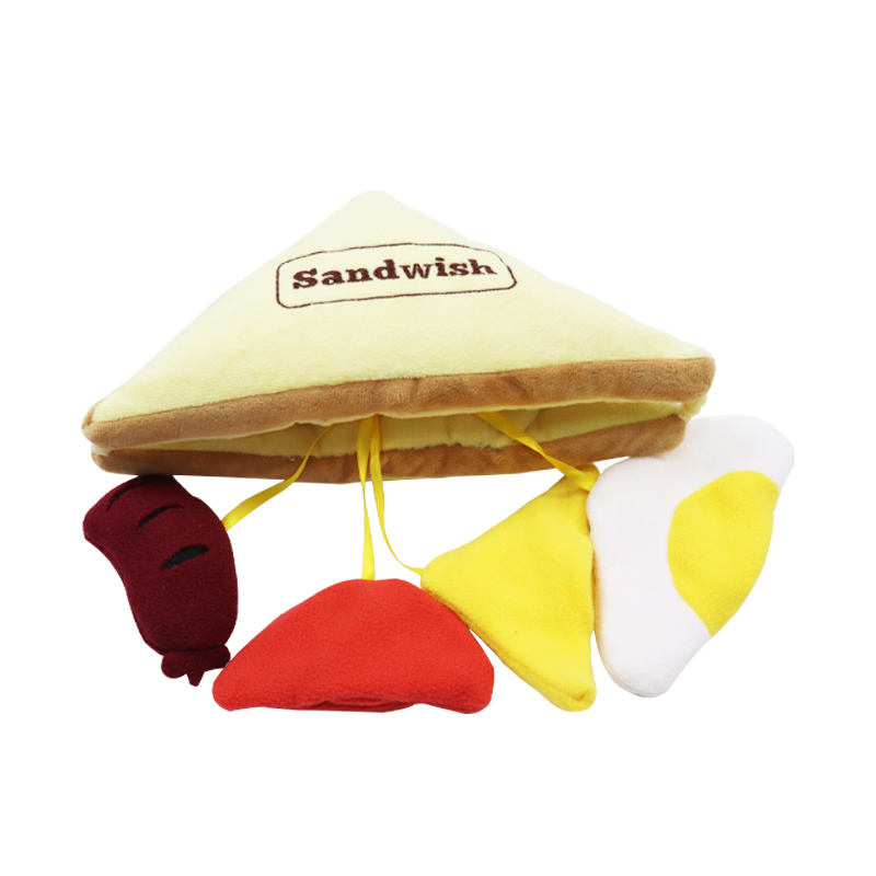 Sandwich Shape Pet Chew Toy for Dogs Pet Toys Plush Dog Chew Stuffed Pet Snuffle Toys