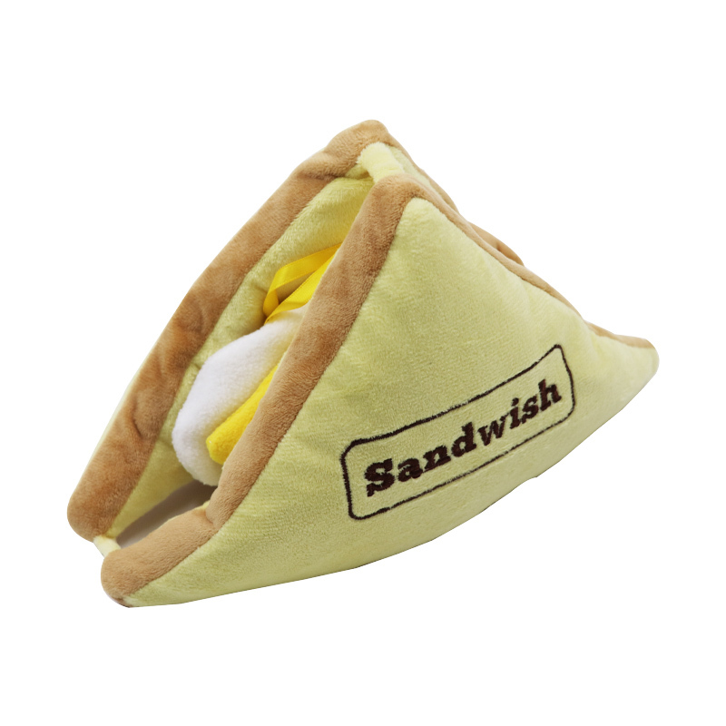 Sandwich Shape Pet Chew Toy for Dogs Pet Toys Plush Dog Chew Stuffed Pet Snuffle Toys