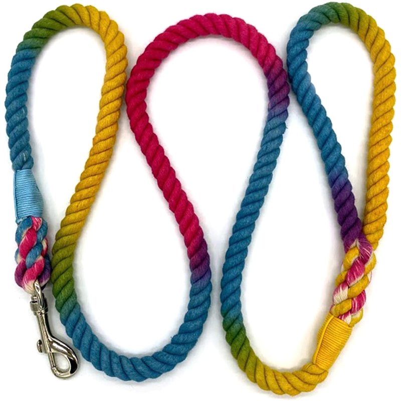 Ombre Rope Dog Leash Braided Cotton Heavy Duty Strong Durable Multi-Colored hemp dog leash rope