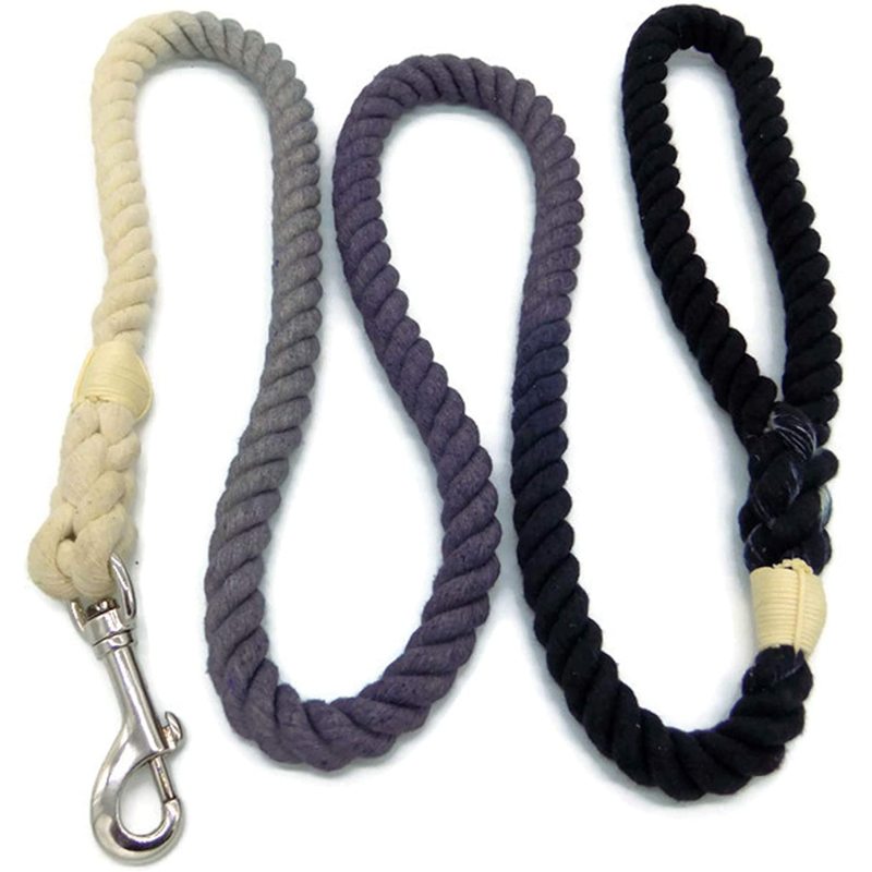Ombre Rope Dog Leash Braided Cotton Heavy Duty Strong Durable Multi-Colored hemp dog leash rope