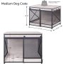 Dog Crate End Table Mesh Pet Kennels with Cushion and Hooks