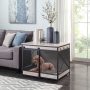 Dog Crate End Table Mesh Pet Kennels with Cushion and Hooks