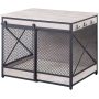 Dog Crate End Table Mesh Pet Kennels with Cushion and Hooks