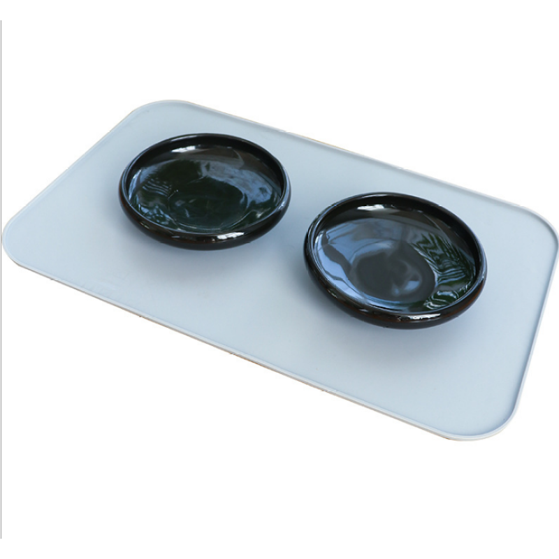 Food Water double Feeder Medium to Large Cats No Spill Non Skid Silicone Mat Ceramics Bowl for Dogs or Cats