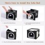 Indoor Cave Condo Foldable Soft Cat House Cube Hideaway with Scratch Pad and Fluffy Ball Hanging