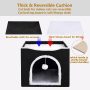 Indoor Cave Condo Foldable Soft Cat House Cube Hideaway with Scratch Pad and Fluffy Ball Hanging
