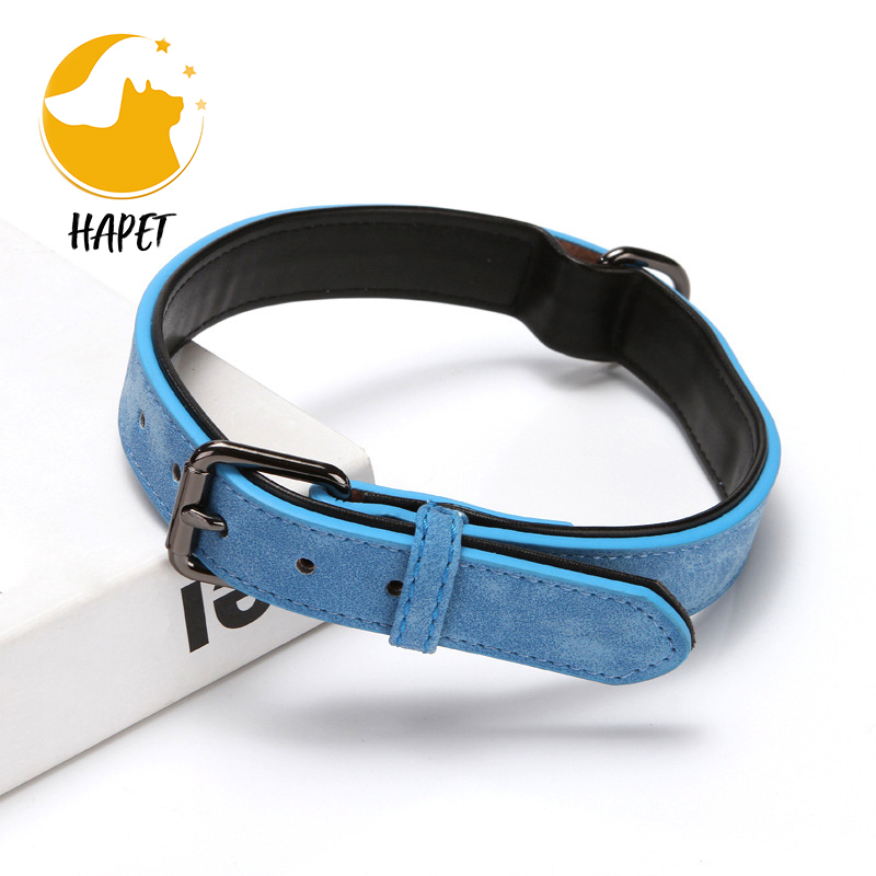 Adjustable Soft Padded Leather Dog Collar Breathable Heavy Duty Dog Collar