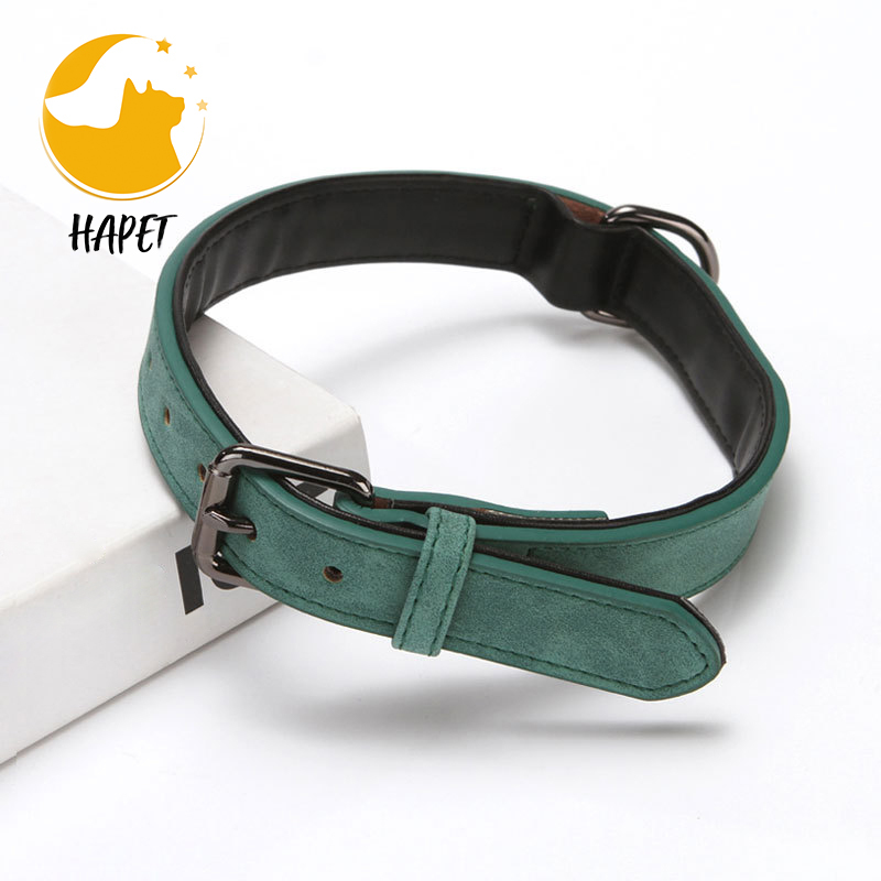 Adjustable Soft Padded Leather Dog Collar Breathable Heavy Duty Dog Collar