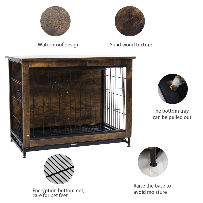 Dog Crate Furniture Decorative Dog Kennel Wooden Pet Furniture with Pull-out Tray