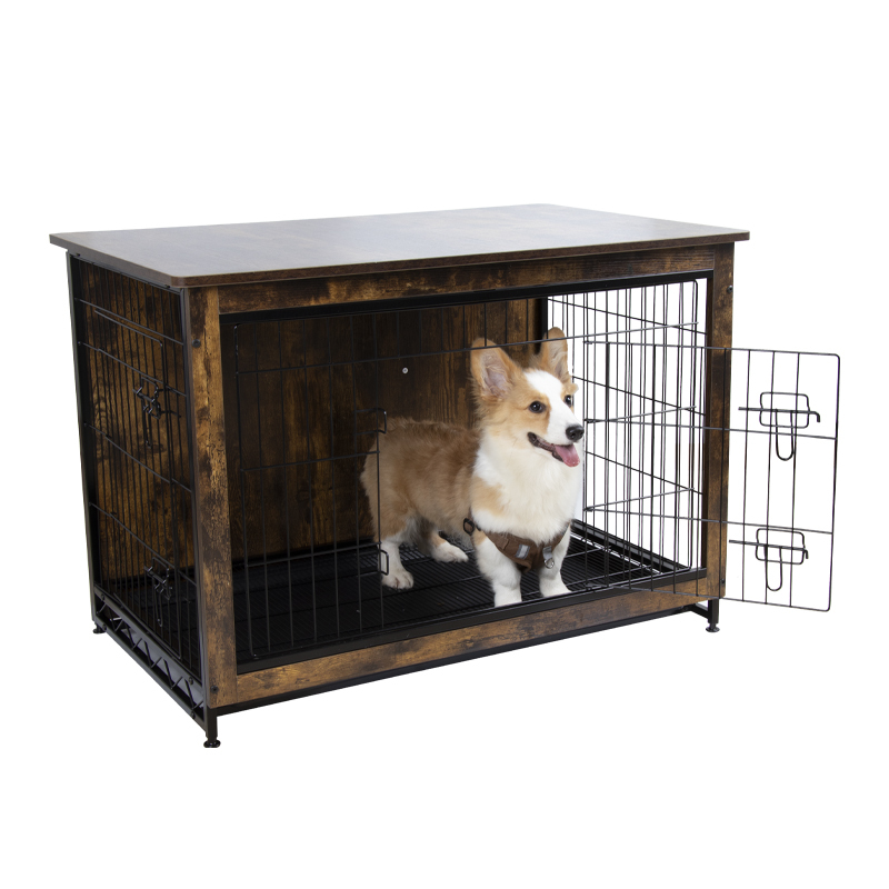 Dog Crate Furniture Decorative Dog Kennel Wooden Pet Furniture with Pull-out Tray