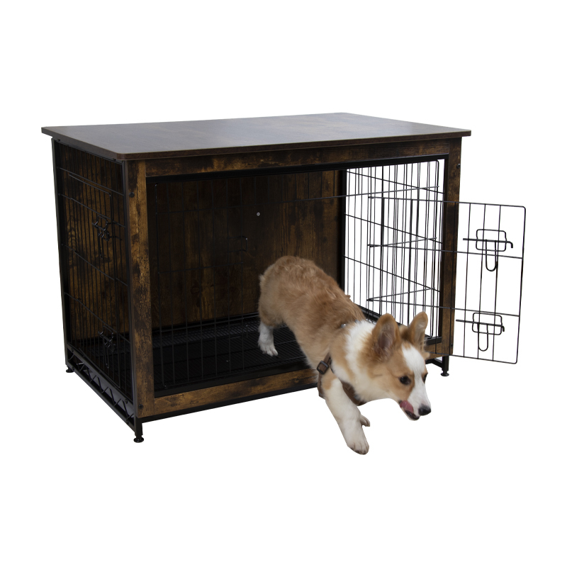 Dog Crate Furniture Decorative Dog Kennel Wooden Pet Furniture with Pull-out Tray