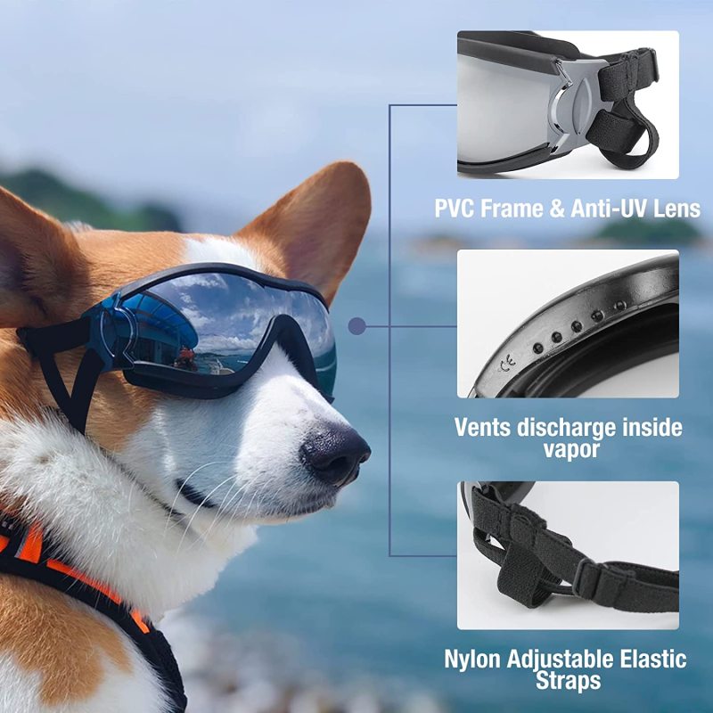 Anti-Dust Snowproof Dog UV Sunglasses Windproof with Elastic Straps For Pet