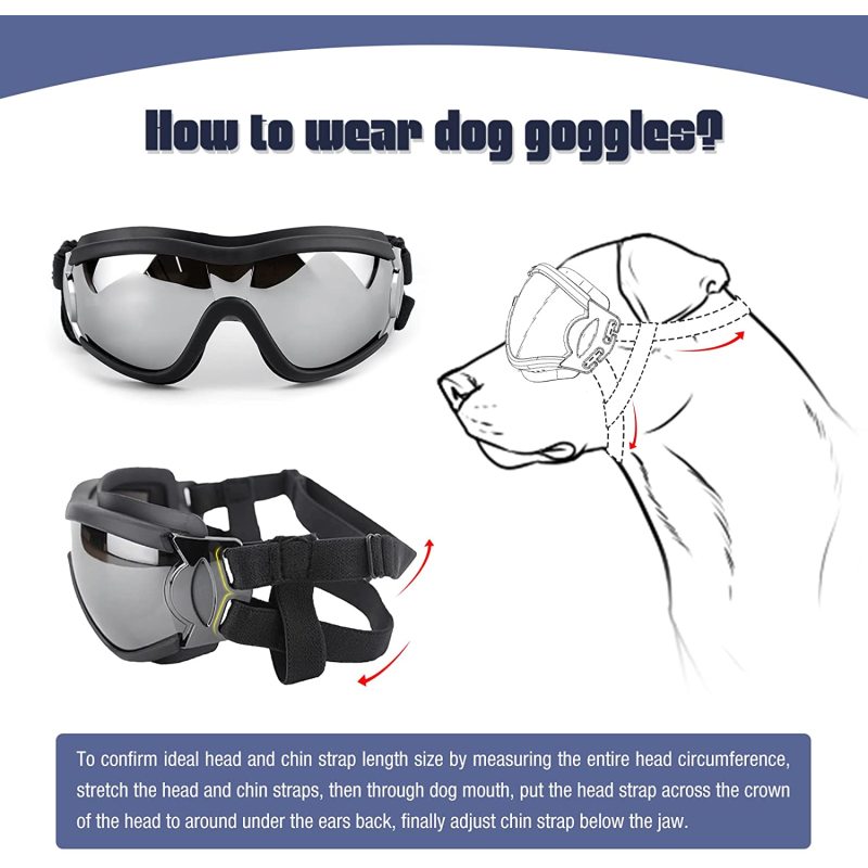 Anti-Dust Snowproof Dog UV Sunglasses Windproof with Elastic Straps For Pet