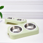 Double Dog Cat Bowls Double Premium Stainless Steel Pet Bowls with Cute Modeling Pet Food Water Feeder