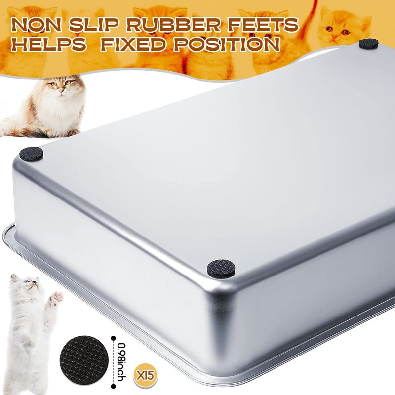 Stainless Steel Litter Box Rust Proof Metal Cat Stainless Odor Control Small  and Non Slip Rubber