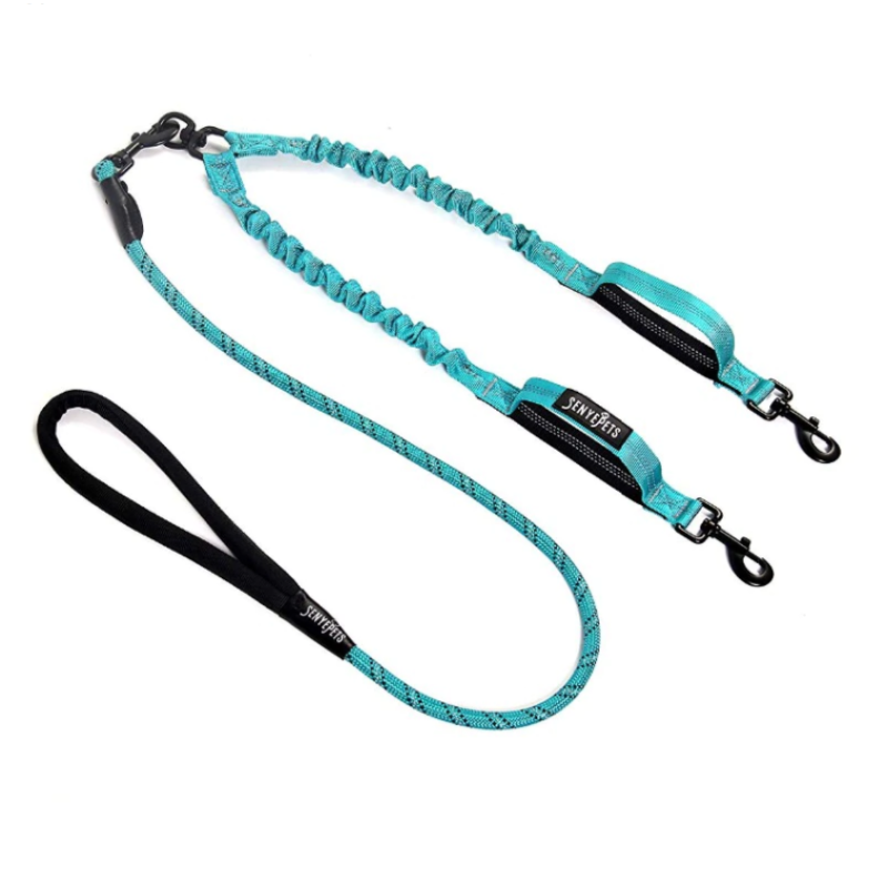 Double Leash Dog Walking Training Retraction Rope Double Dog Leash Reflective Detachable Pet Dog Bungee Elastic Double Leash