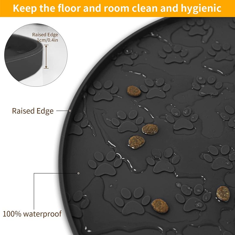 Foldable Pet Placemat Non-Slip Waterproof Pet Feeding Mats Raised Edge Prevents Residue from Spilling onto The Floor