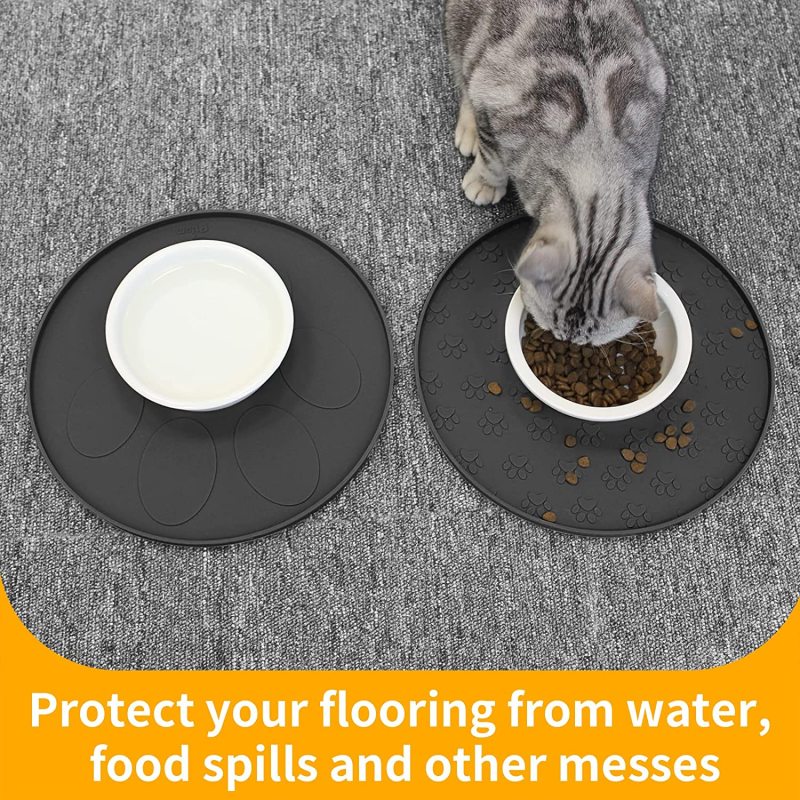 Foldable Pet Placemat Non-Slip Waterproof Pet Feeding Mats Raised Edge Prevents Residue from Spilling onto The Floor