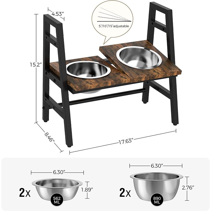 Adjustable Platform Stable Elevated Dog Feeders Raised Bowls for Dogs and Cats