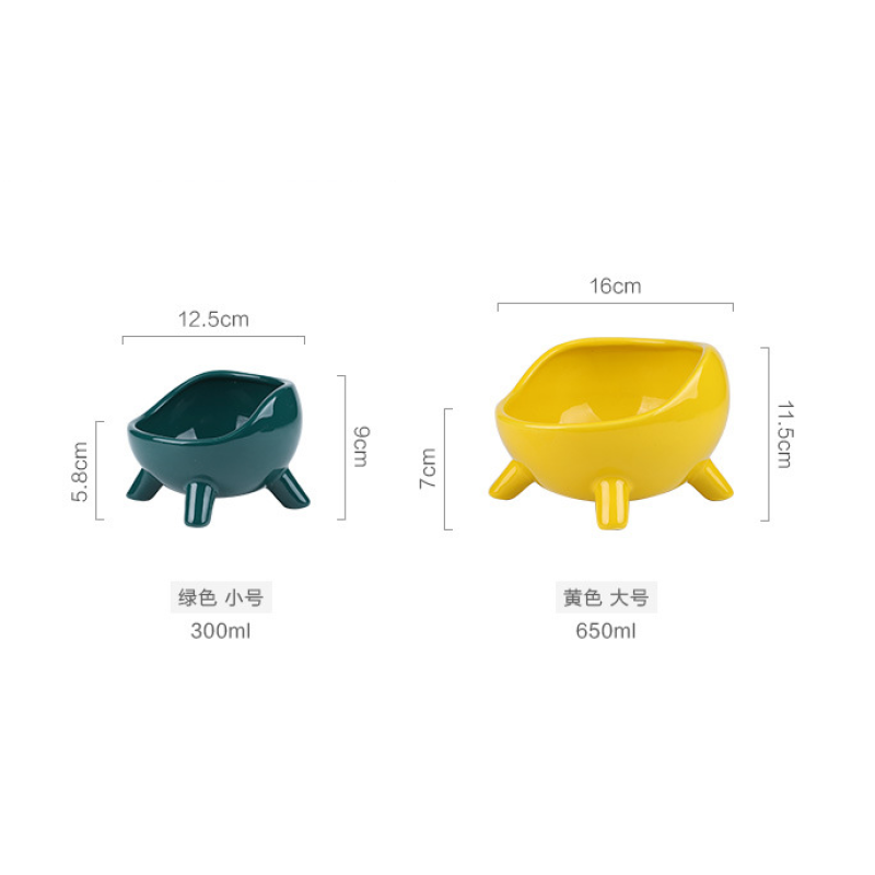 Elevated Cat Water Bowl Ceramic Green Pet Dog Cat Bowls Pet  Square Corner Luxury Ceramic Pet Bowls Feeders