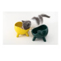 Elevated Cat Water Bowl Ceramic Green Pet Dog Cat Bowls Pet  Square Corner Luxury Ceramic Pet Bowls Feeders