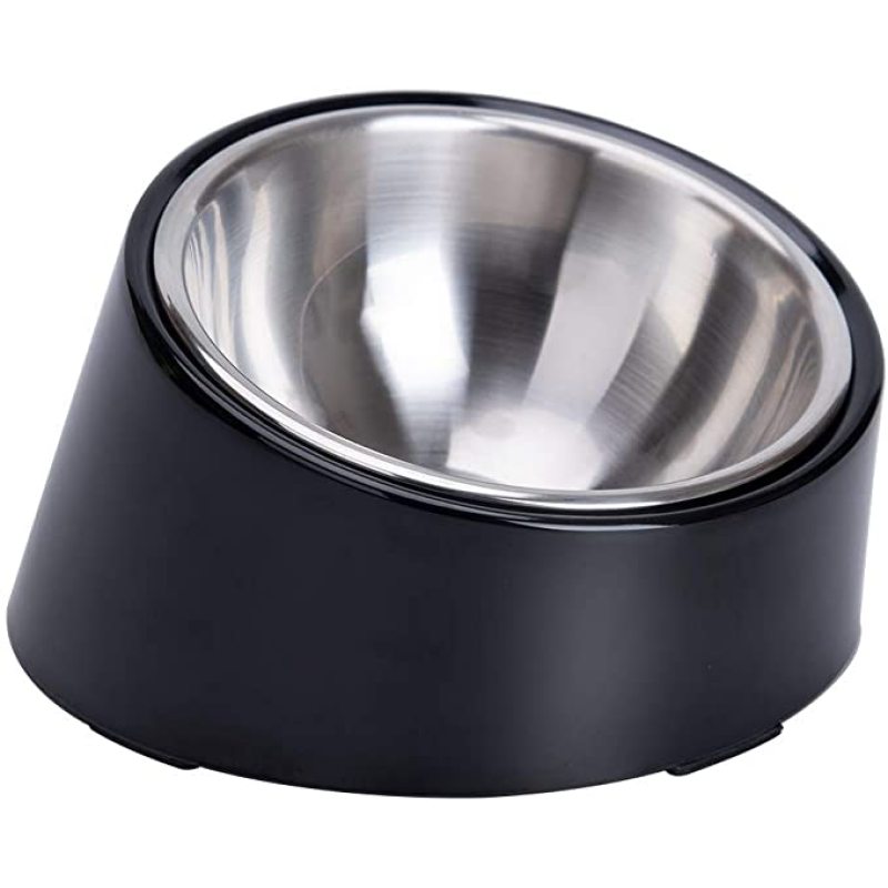 Tilted Angle Bulldog Bowl Pet Feeder 15 Degree Slanted Bowl for Dogs and Cats Stainless Steel Pet Bowl