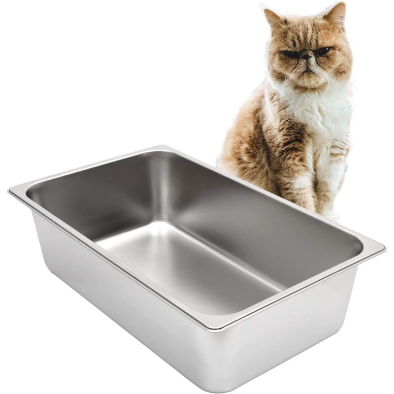 Stainless Steel Cat Litter Box, Metal Litter Pan for Cat, Non Stick Smooth Surface