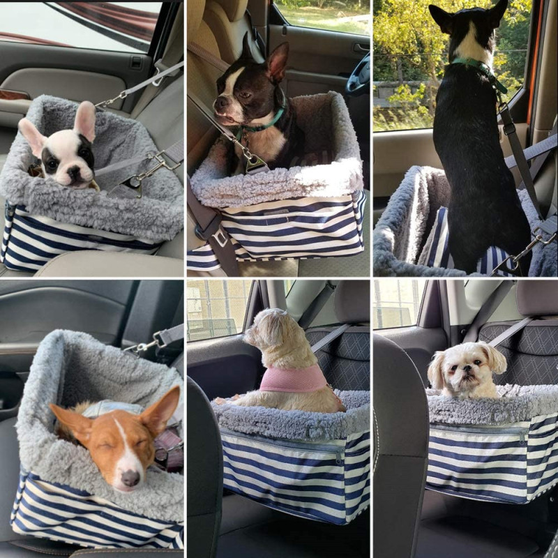 Dog-Car-Booster-Seat Upgrade Metal Frame Construction with Clip-On Safety Leash and Dog Blanket,Perfect for Small Pets up to 20l