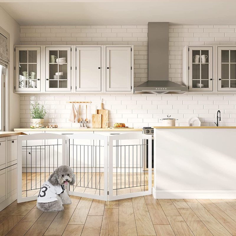 Extra Wide and Tall Dog gate for The House, Doorway, Stairs, Freestanding Fold able Wire Pet Gate
