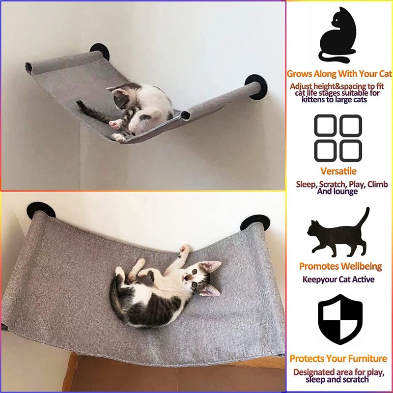 Cat Hammock Wall Mounted Cat Wall Shelves Furniture for Sleeping Playing Climbing