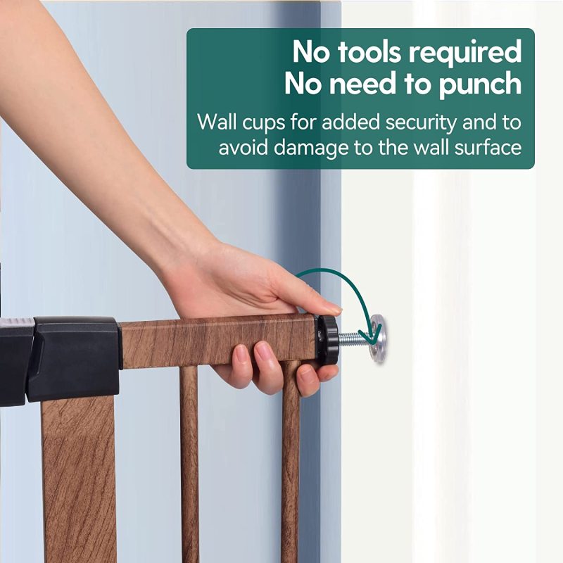 Ideal for Stairs and Doorways Metal Baby Gate Easy Install Pressure Mounted Dog Gate