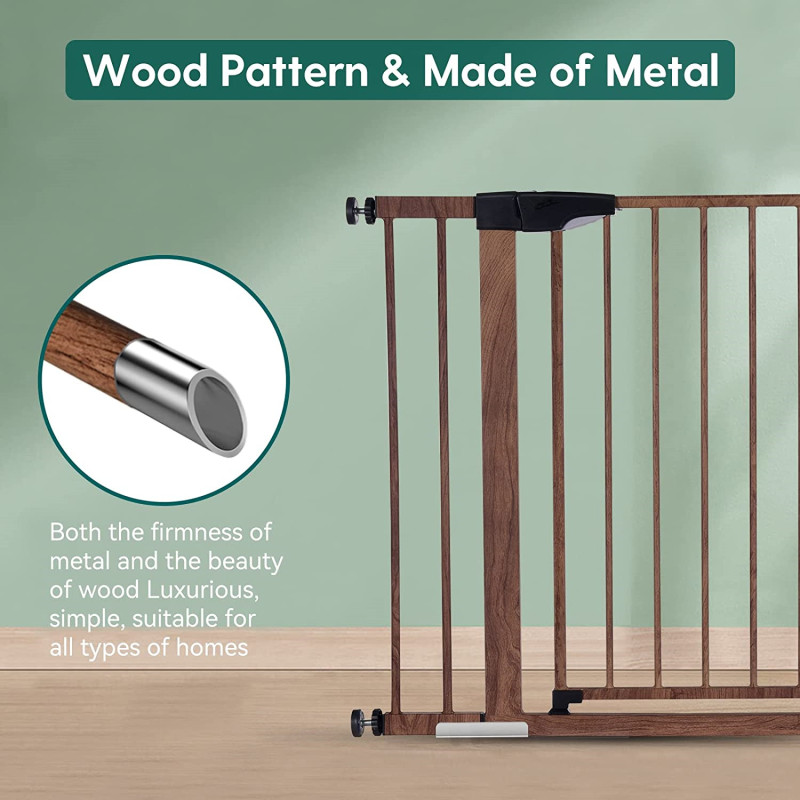 Ideal for Stairs and Doorways Metal Baby Gate Easy Install Pressure Mounted Dog Gate