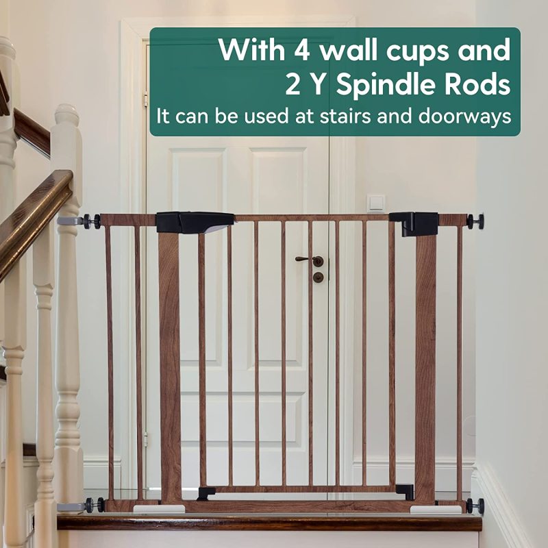 Ideal for Stairs and Doorways Metal Baby Gate Easy Install Pressure Mounted Dog Gate