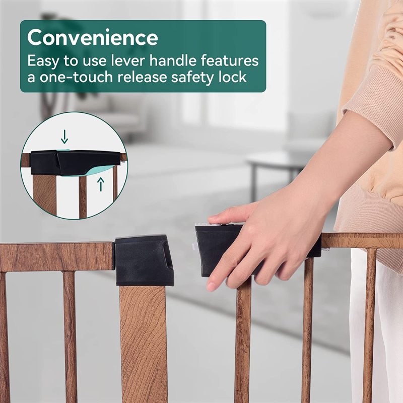 Ideal for Stairs and Doorways Metal Baby Gate Easy Install Pressure Mounted Dog Gate