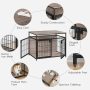 Dog Crate Furniture, Wooden Dog Crate End Side Table, Dog Kennels with 3 Doors Indoor, Decorative Style Mesh Pet Crate for Large