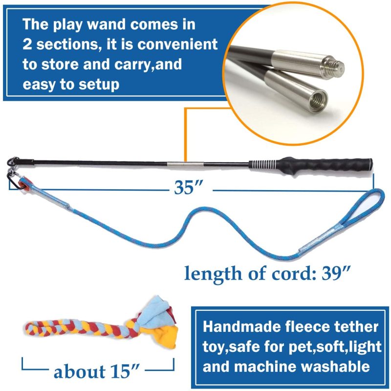 Interactive Pole Toy for Dogs Chase Fleece Rope Tether Lure Toy to Outdoor Exercise and Training Toys