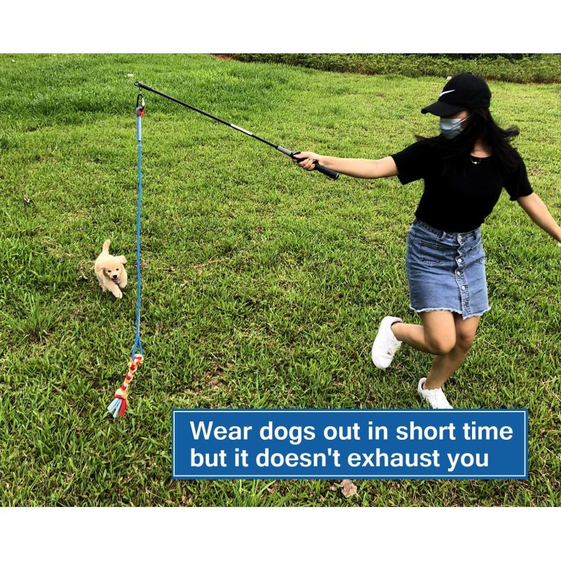 Interactive Pole Toy for Dogs Chase Fleece Rope Tether Lure Toy to Outdoor Exercise and Training Toys