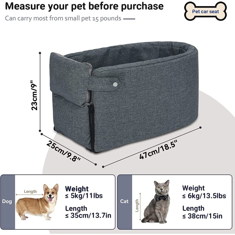 Dog Car Seat Pet Supplies - Travel Bags for Portable Console Cat Seat Washable Booster Seat