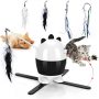 Adjustable Automatic LED Interactive Cat Feather Toy Recharge Exercise Toys for Indoor Cats