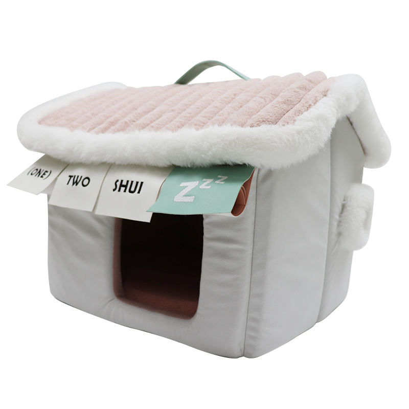 Indoor Dog House Warm Dog Bed Plush Pet House Dog Cat Kennel
