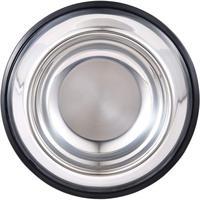 Stainless Steel Dog Bowl with Rubber Base for Food and Water Pet Food