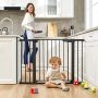 Auto Close Safety Baby Gate,Easy Walk Thru Durability Dog Gate for House, Stairs, Doorways Includes 4 Wall Cups and 2 Extension