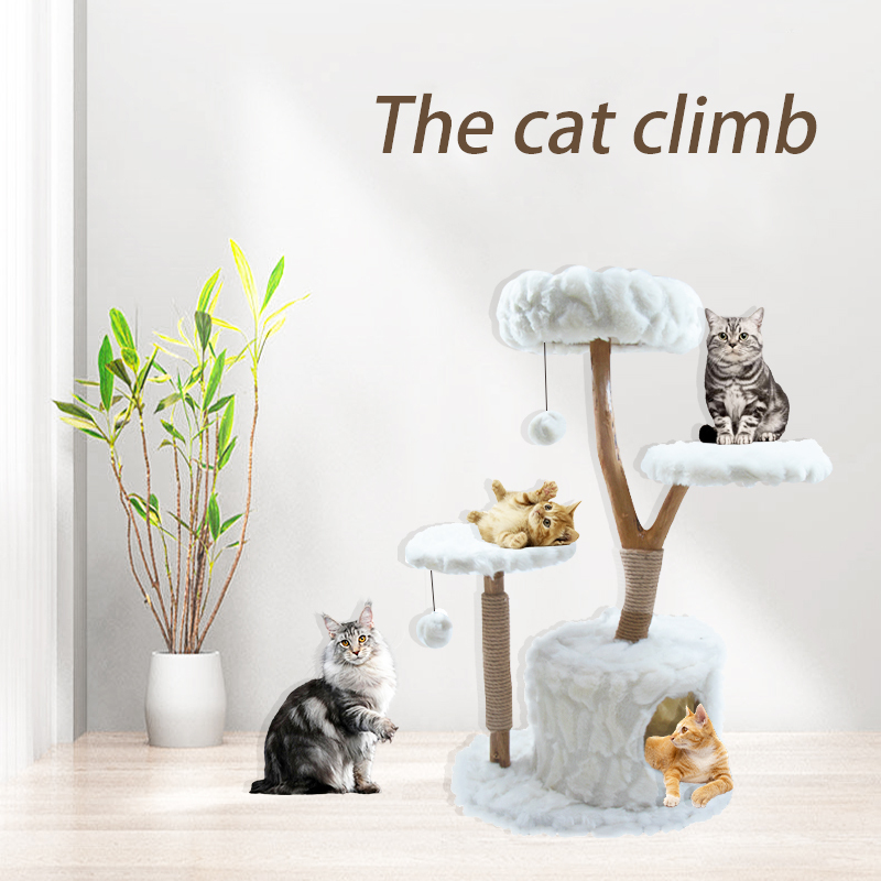 Cat Tree Tower Activity Center with Scratching Post and Condos, Luxury Top Perch Side Basket Cat Tree for Indoor Cats
